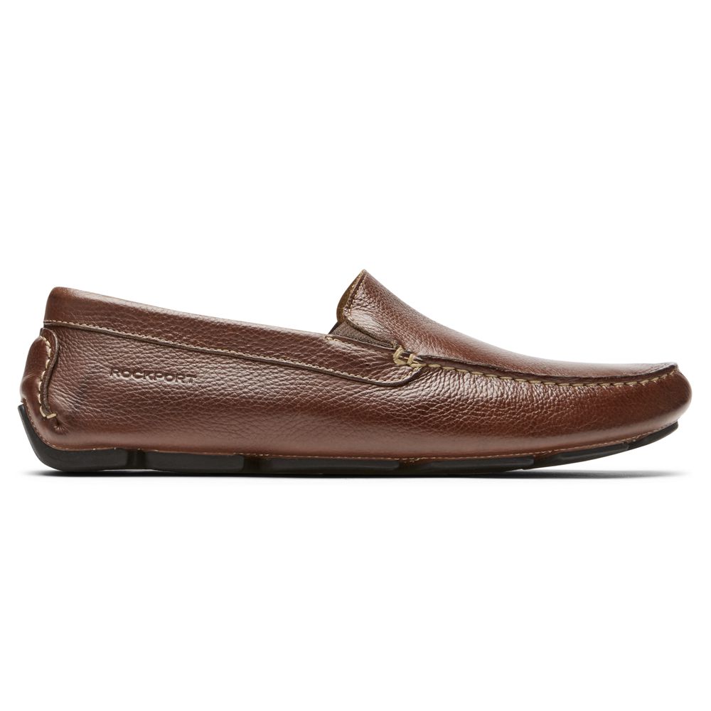 Rockport Men's Rhyder Venetian Slip-Ons Loafers - Brown - USA (8264FLIST)